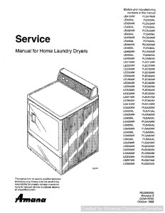 Amana LEA30AW Home Laundry Dryer Service Manual