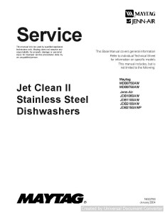 Jenn-Air JDB2100AW Jet Clean II Stainless Steel Dishwasher Manual