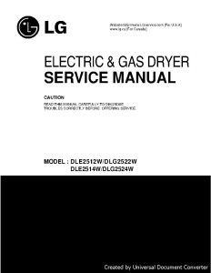 LG ELECTRIC DLE2514W & GAS DRYER Service Manual