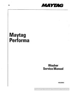 Maytag PAVT444 Performa Washers Service Manual