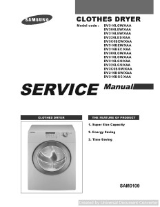 Samsung DV3C6BEW XAA Cloths Dryer Service Manual