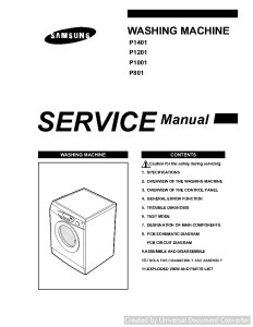 Samsung P1201 Washing Machine Service Manual