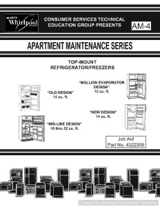 Whirlpool AM-4 Apartment Maintenance Series-Top Mount Refrigerators Service Manual