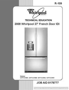 Whirlpool GI7FVCXWQ 2009 27' French Door IDI Service Manual
