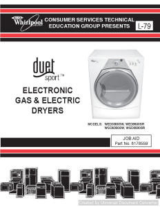 Whirlpool WED8500SR L-79 Duet Sport Electronic Gas & Electric Dryers Service Manual
