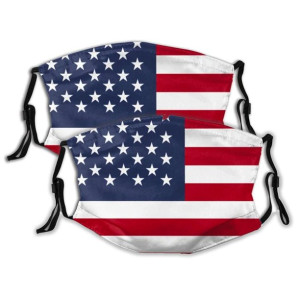 NEW 2 Face Mouth Mask Patriotic USA American Flag Face Shields Comfy Breathable Balaclavas (With filter)